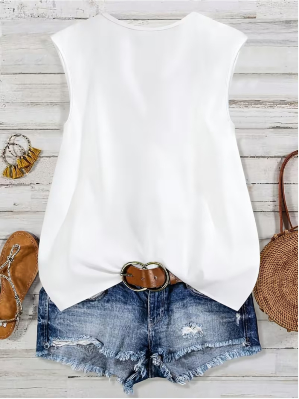 Osadia Women's Plus Size 3XL White Sleeveless Blouse Pleated Button Loose Top - Picture 2 of 5